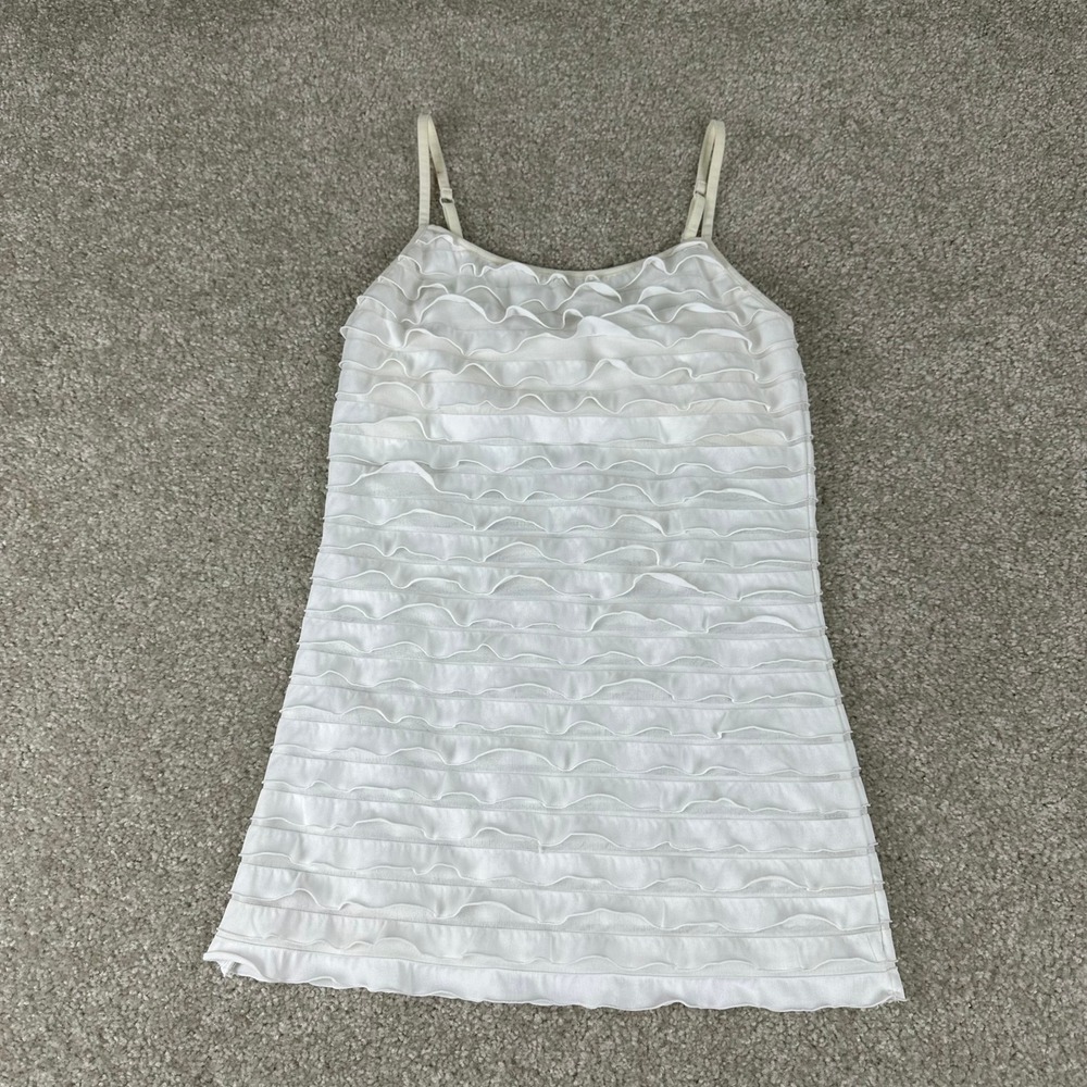 Energie Y2k Womens White Ruffle Tiered Camisole Top Adjustable Straps Size S